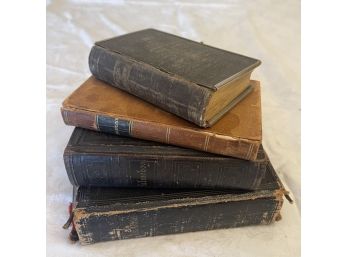 4 Antique Books (one With Paper And Photos In It)