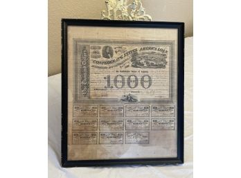Civil War Confederate Bond Stamped With Tickets Still Attached!