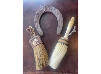 Vintage Brushes And Horseshoe