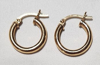 14k Gold Hoop Tube Earrings 1.4 Grams