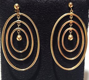 14K Gold Dangle Pierced Earrings 2.7 Grams