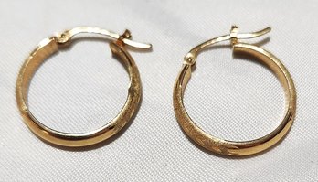14K Florentine Hoop Earrings 1.3 Grams