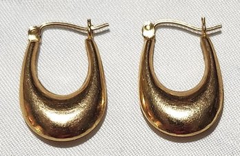 14K Puffy Oval Hoop Earrings 1.9 Grams