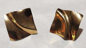 14K Yellow Gold Square Post Stud Earrings 1.4 Grams