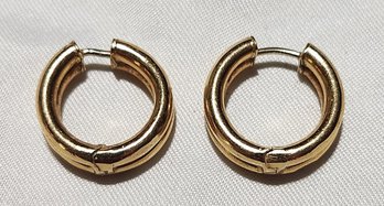 14K Yellow Gold Huggie Type Hoop Earrings 3.7 Grams