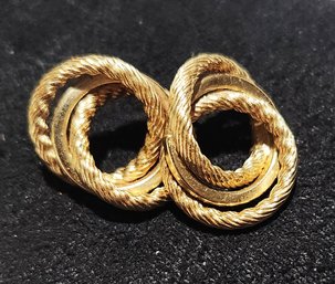 14K Yellow Gold Triple Ring Textured Post Stud Earrings 6.2 Grams