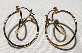 14K Yellow Gold Double Hoop Earrings 3.3 Grams