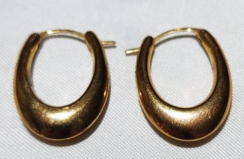 10K Yellow Gold Puffy Oval Hoop Earrings 0.90 Grams
