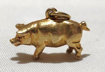 Solid 14K Yellow Gold Full Body 3 Dimensional Pig Pendant Charm 3.9 Grams