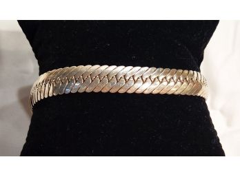 Sterling Silver 925 Domed Flat Double Curb Chain Bracelet 11.5 Mm Wide 38 Grams