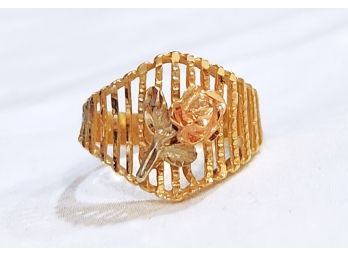 14K Gold Ring Size 6.5 Tri-color Rose Signed Ma Michael Anthony Italy 3.6 Grams