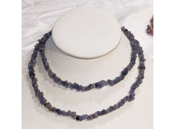 Continuous 17 Inch Nugget Necklace Smooth Polished Dusty Blue Amethyst/quartz Beads