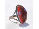 Antique Baltic Amber Dome Sz 7 Ring 925 Sterling Silver Split Shank Solid Back 5g