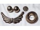 Lot/2 Sterling Silver Brooches Jewelry And 1 Pair Earrings Designer Signed