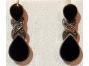 Lot Of Sterling Silver Black Onyx Marcasite Jewelry Earrings Brooch Bracelet Judith Jack