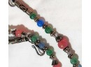 Mid East Asia India 925 Sterling Silver Jewelry Lot Lapis Jade Filigree Pendant Colorful Beads Necklace