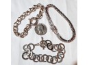 Lot 3 Bracelet Sterling Silver 925 Milor Italy Fashion CA925 Interlocking Circles Toggle Clasp Meda CZ Tennis