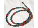 Mid East Asia India 925 Sterling Silver Jewelry Lot Lapis Jade Filigree Pendant Colorful Beads Necklace