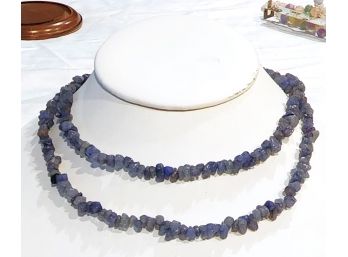 Continuous 16 Inch Nugget Necklace Smooth Polished Dusty Blue Amethyst/quartz Beads