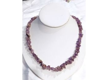 Continuous Strand Polished Natural Nugget Form Amethyst/Quartz Necklace Beads