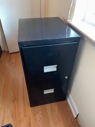 Black Two Drawer Metal File Cabinet Has Key