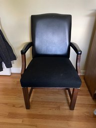 2 Black Leather And Fabric Desk/side Chairs