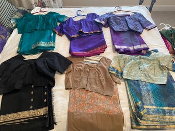 Six Saris In Different Colors Set 2