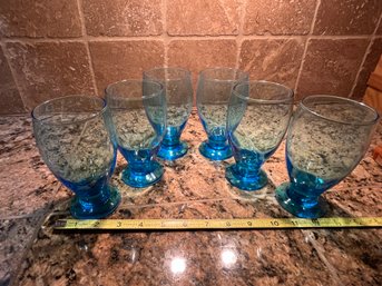 6 Blue Tea Glasses