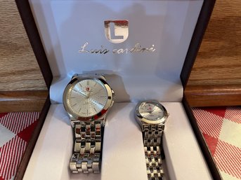 His & Hers - Two Stainless Steel Louis Cardini Watches.  They 'run Like A Clock'