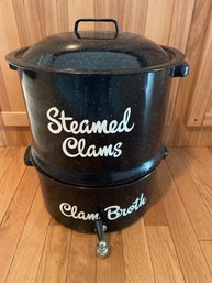 Vintage Speckled Enamel Double Clam/Lobster Steam Pot