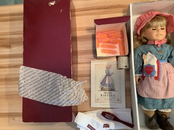 American Girl Doll Kirsten Retired 1991-1992 Has  Book, Necklace, Towels, Hair Brush, Curlers And Doll Cleaner