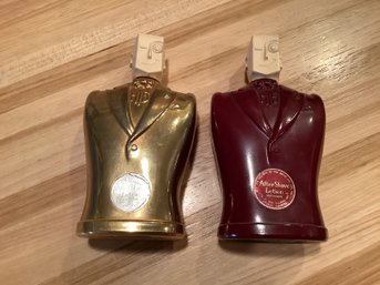 Art Deco Northwoods  HIS After Shave Lotion Bottles One Gold One Burgundy - Empty