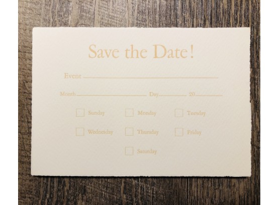 (25) Say-So Save The Date! Ivory Deckled Edge Cards