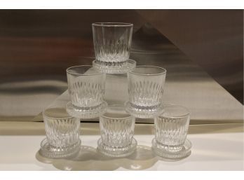 Set Of 6 Highball Tumblers With Coasters Highlights In Lead Crystal By Princess House #037 With Box & Leaflet