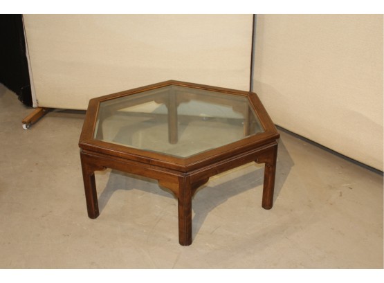 Hexagonal Glass Top Coffee Table 35' X 43' X 17'