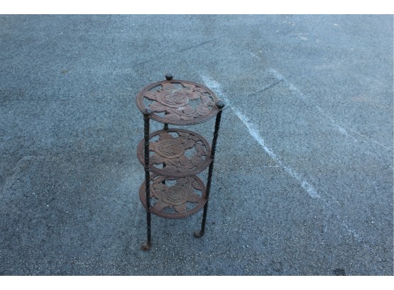 Cast Iron And Copper Figural Plant Stand With Clawed Feet 11' X  26'