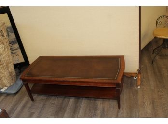 Coffee Table With Leather Accent 44' X 19' X 14.5'