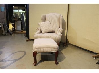 Upholstered Wingback Accent Chair With Matching Foot Stool And 3 Pillows 26' X 28' X 41'