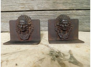 Cast Iron Indian Bookends 4.5' Wide X 3.5 ' Tall