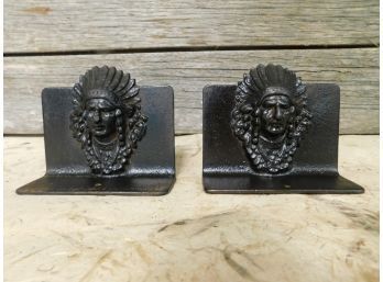 Cast Iron Indian Bookends 4.5' X 4'