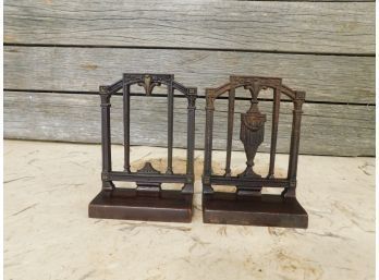 Cold Painted Cast Iron Bookend 6' Tall One Is Missing An Urn