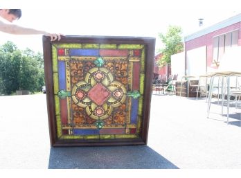 Stained Glass Window 1800s Lead And Glass Appear To Be In Good Shape 36' X 41'