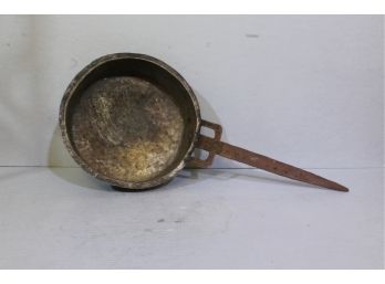 Antique Copper Saucepan Wrought Iron Riveted HAndle All Original Condition Lined 3' Tall 10.5' Diameter