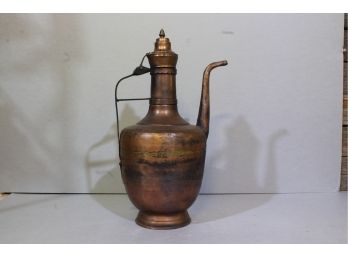 Antique Copper Very Large 1800s Teapot Handmade Braised Seem 17' Tall 8' Diameter