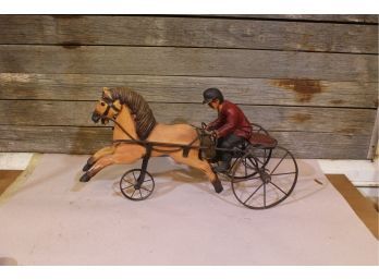 Vintage Wrought Iron And Gesso Lawn Jockey 24' X 14'