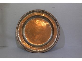Antique 1800s Copper Serving Tray 14.75' Diameter