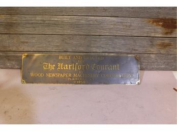 Genuine Hartford Courant Brass Plaque  23.5' X 5.375'
