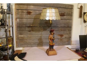 Vintage Indian Cigar Lamp With Genuine Leaded Mica Shade, All The Cells Are Excellent 36' Overall