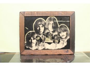 Vintage Glitter Print On Glass  The Beatles 17' X 15'