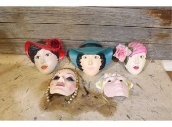 5 Ceramic Wall Hanging Masks